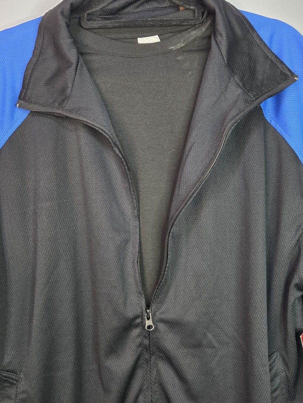 Reputation Men's NWT Size XL Black/Royal&Sun zip front silk blend bomber jacket - Picture 4 of 11